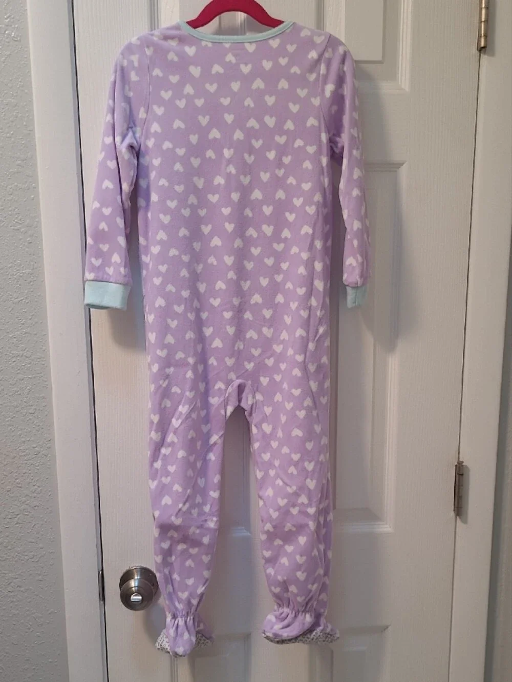 Carter's Lavender Heart Print Footed One-Piece Pajamas